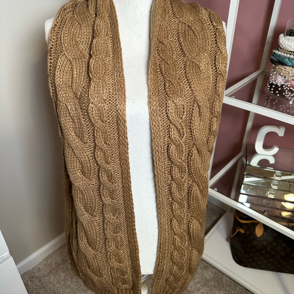 NWT MICHAEL Michael Kors Cable Knit Tan Scarf & Hat Set - Picture 8 of 8
